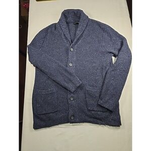 Marc Anthony Sweater Mens XL Blue Shawl Collar Cardigan Nylon Merino Wool Blend